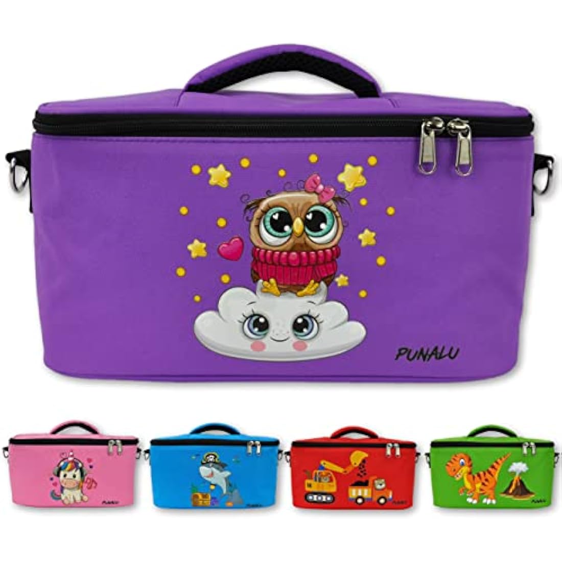 PUNALU Case for Toniebox, Space for 30 Tonies, Charger and Headphones Toniebox Bag (Owls Purple)