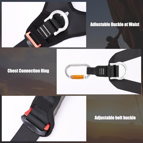 SOB Climbing Harness Shoulder Harness, Adjustable Shoulder Harness with Carabiner, Compatible with Climbing Harnesses