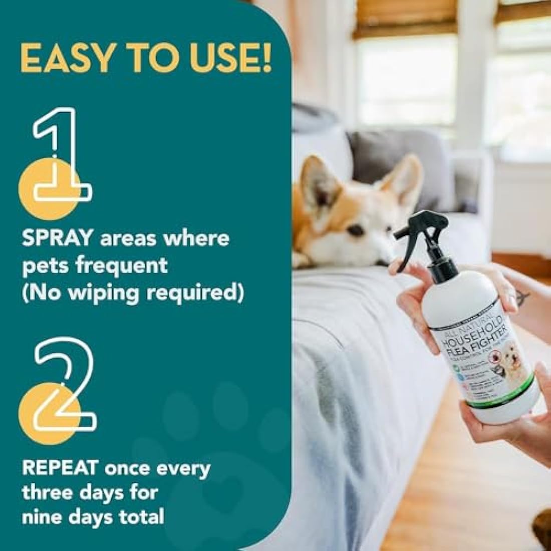 The Healthy Dog and Cat Co Natural Flea Spray 500ml – Fast-Acting, Non-Toxic Flea Spray for Dogs, Cats & Home – Safe & Effective UK Formula & Natural Treatment