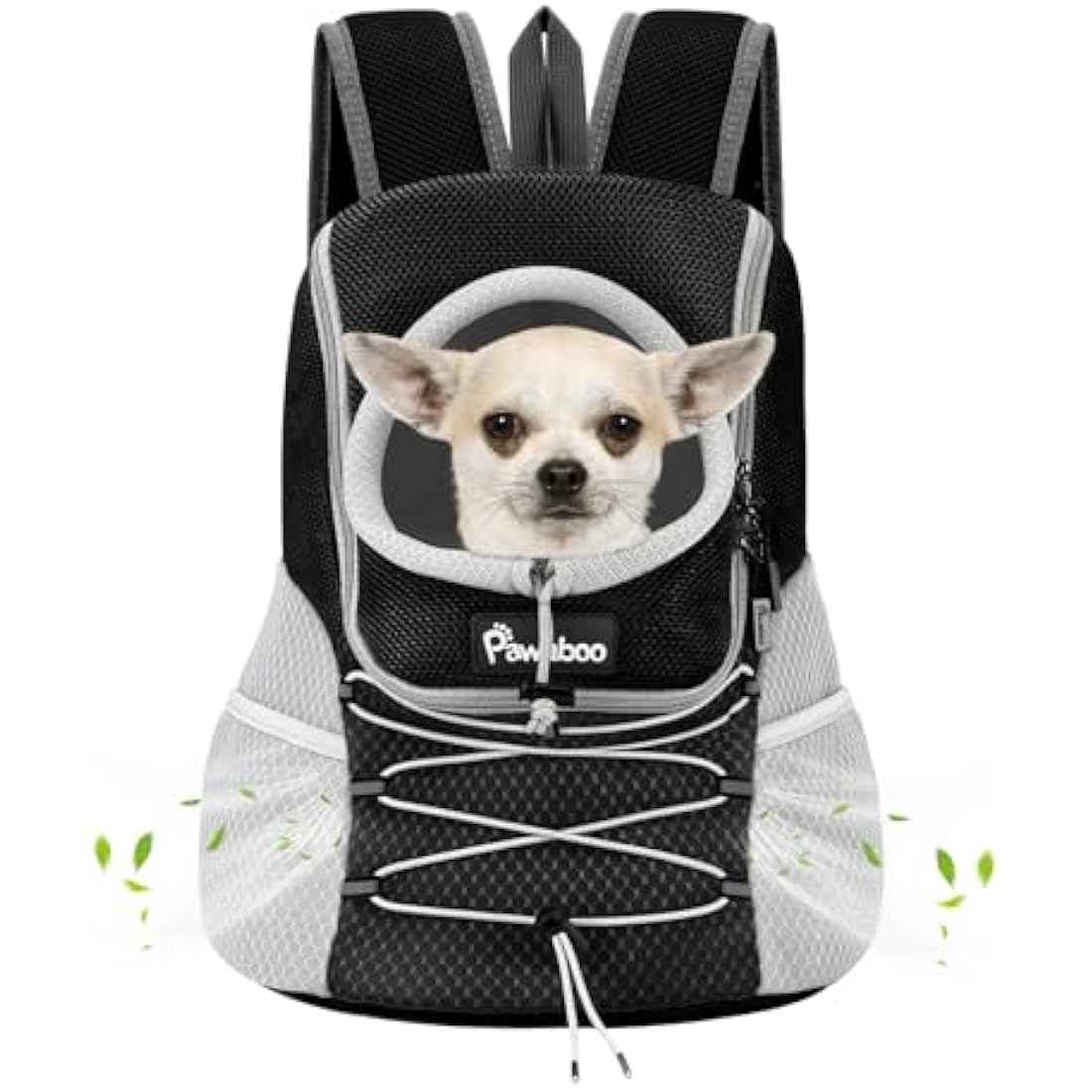 Pawaboo Pet Dog Carrier Backpack Small Size, Small Puppy Dog Travel Carrier Front Pack, Small Breathable Dog Small Carrying Backpack with Safety Strips, Black