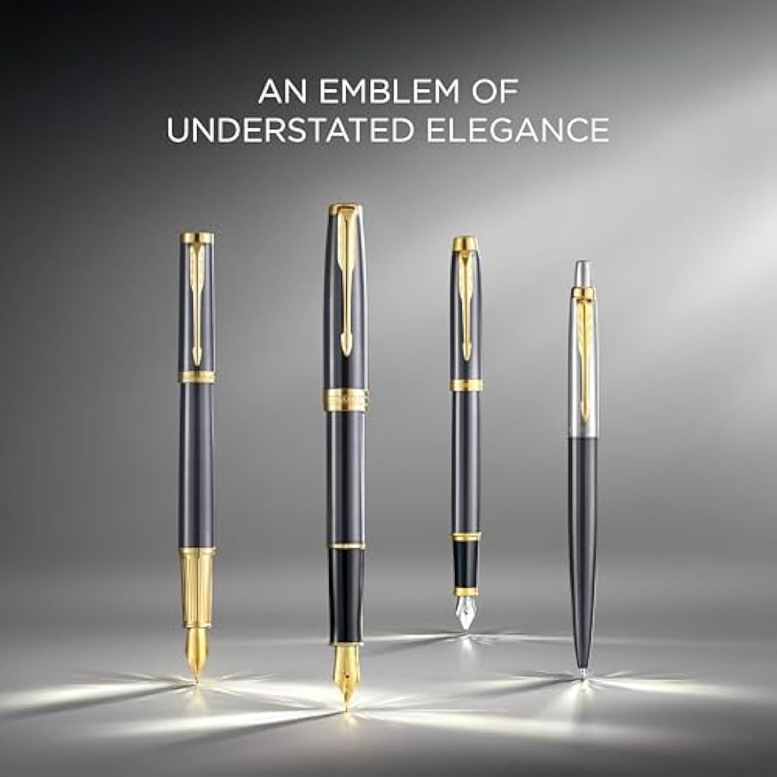 Parker IM Fountain Pen | Grey Lacquer with Gold Trims | Fine Polished Stainless Steel Nib | Blue Ink Cartridge Refill | Gift Box | Perfect Graduation Gifts