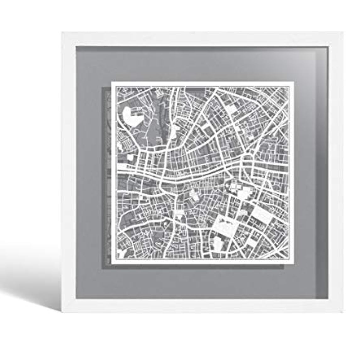 O3 DESIGN STUDIO Dublin Marco de Papel para mapas, White map, White frame, 9x9 inches, Gift Boxed, 4 background color, self-changing, Paper Art