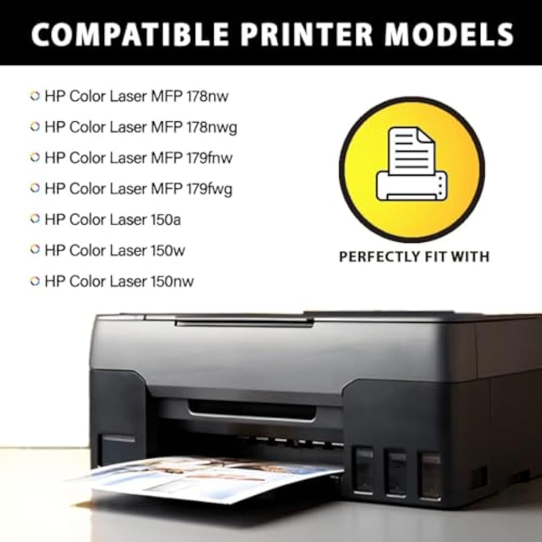 Replacement Compatible With HP 117A 4-Colour Black Cyan Magenta Yellow Toner Cartridges For HP Colour Laser 150 150a 150nw MFP 178nw 178nwg 179fng 179fnw 179fwg W2070A W2071A W2072A W2073A