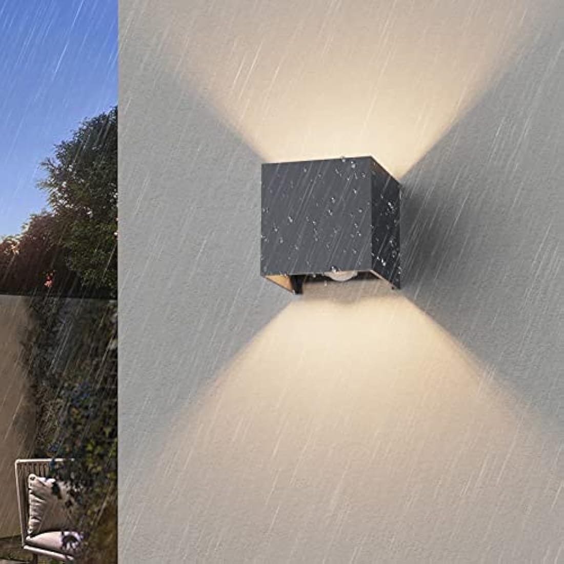Klighten 2PCS Outdoor Wall Light with Motion Sensor, Waterproof IP54 Outside Wall Lamps with Sensor, Adjustable Beam Angle, Warm White 3000K, Antracita (G9 LED Bulb Include)