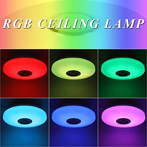 LED Ceiling Light with Bluetooth Speaker 36W Music RGB Brightness Dimmable Color Changing Cool/Warm White Ceiling Lamp with Remote Control and App, Family Party Ceiling Lights for Bedroom Kids Room
