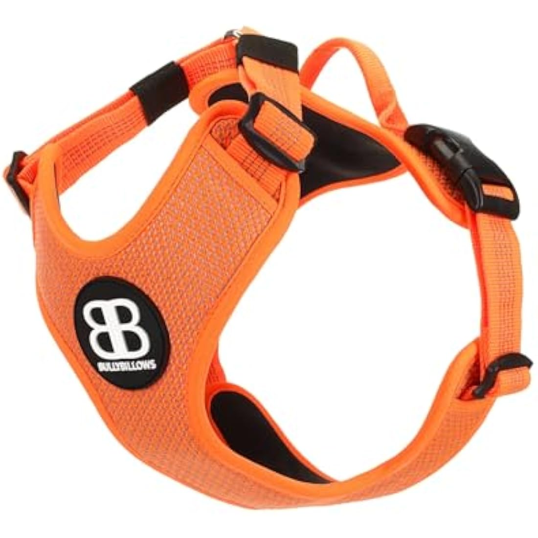BullyBillows Active Light Dog Harness With Handle | Premium Padded Lining & Highly Reflective Harness | Orange Small
