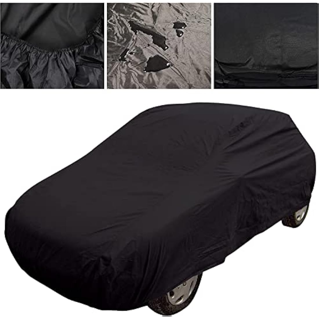 MP Essential Indoor & Outdoor All Season Water Resistant & Breathable Full Car Cover - BLACK (Large - L 190" x W 70" x H 47")