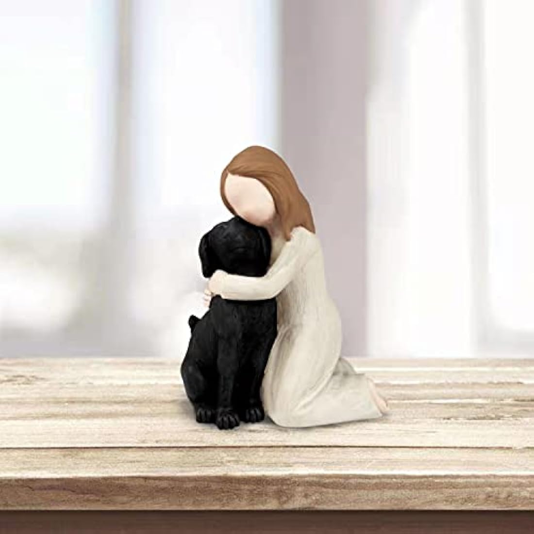 Carracci Black Dog Angel Figurines, Angel Dog Friendship Memorials, Sculpted Hand-Painted Figures for Dog Lovers