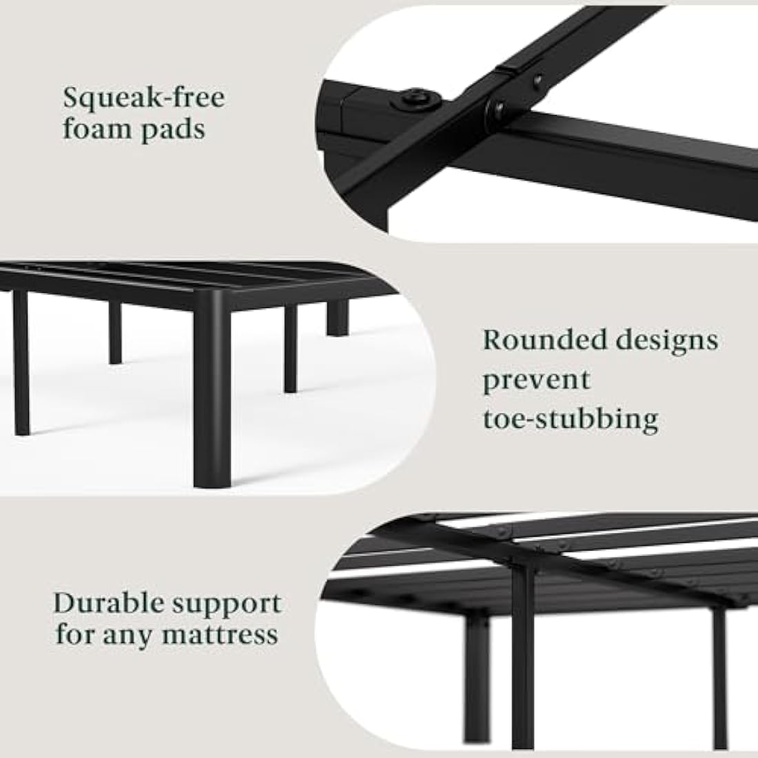 Zinus Van Super King Bed frame - Bed 180x200 cm - 41 cm Height with Underbed storage - Metal Platform Bed frame with Steel slat support - Black