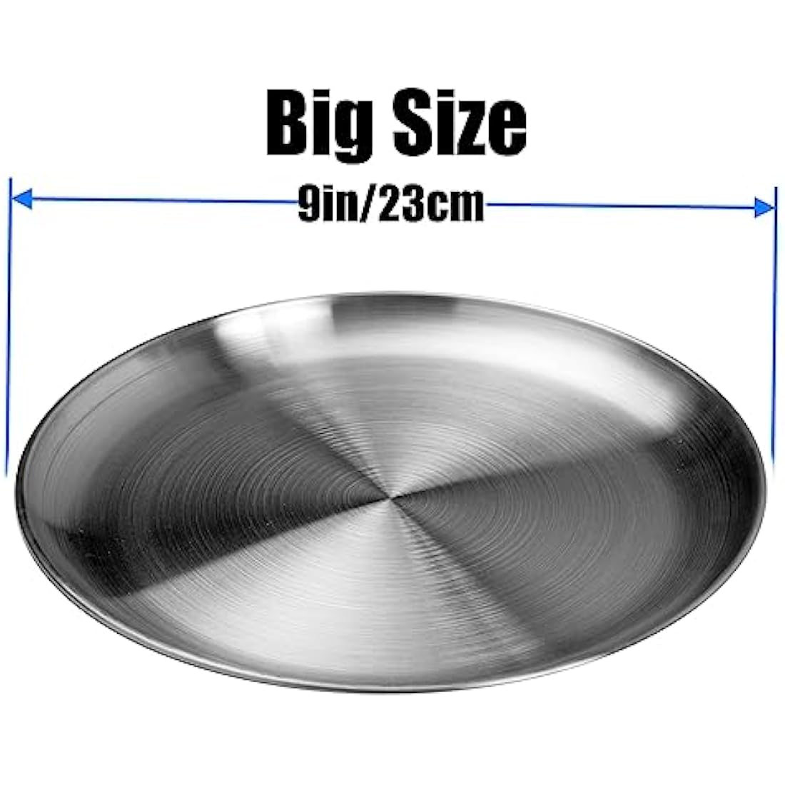 WANBY Stainless Steel Plates 304 Metal Lightweight Steel Plate Unbreakable Dinner Dishes Plates Set Non-Toxin Dishwasher Safe BPA Free and Healthy (10 Pcs)