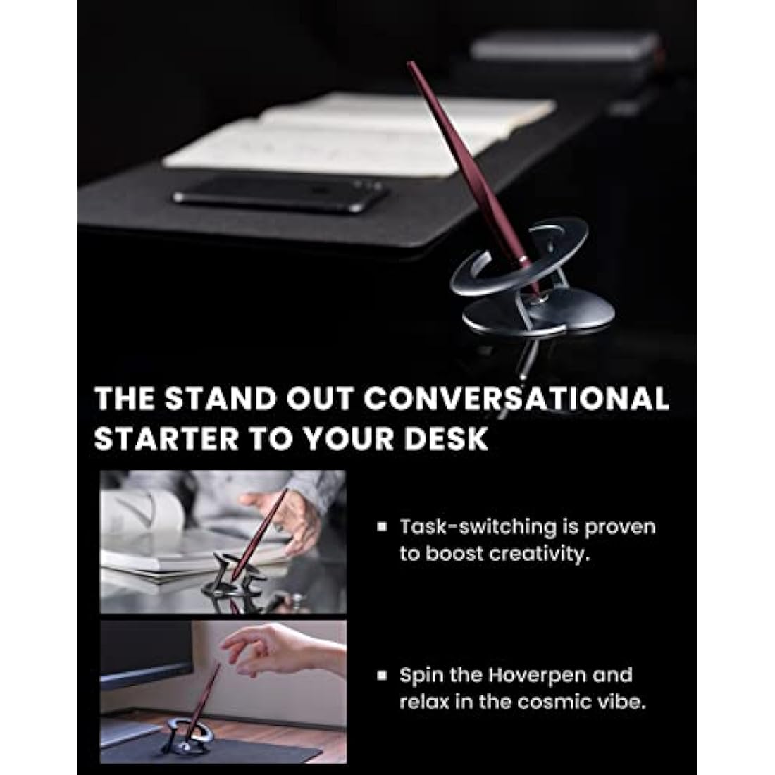 novium Hoverpen Interstellar Edition - Futuristic Luxury Pen Made With Aerospace Alloys, Unique Aesthetic, Free Spinning Executive Pen, Birthday Gifts for Men & Women (Mars Magma)