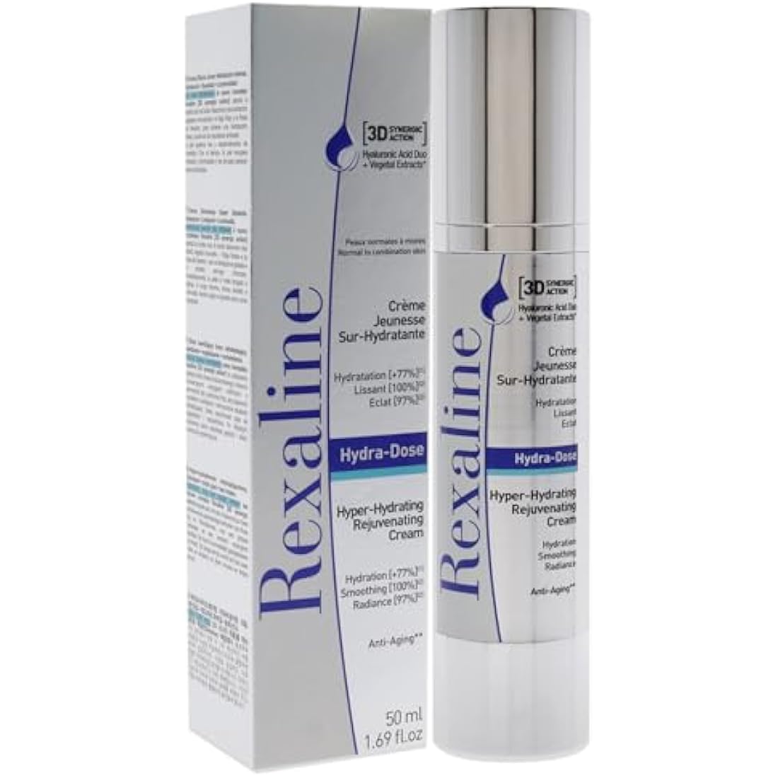 Rexaline - Hydra-Dose - Hyper-Hydrating Rejuvenating Cream - Anti wrinkle cream with Hyaluronic Acid - Anti aging facial care - Day and night cream - Face moisturizer - Cruelty free - 50ml, 700121