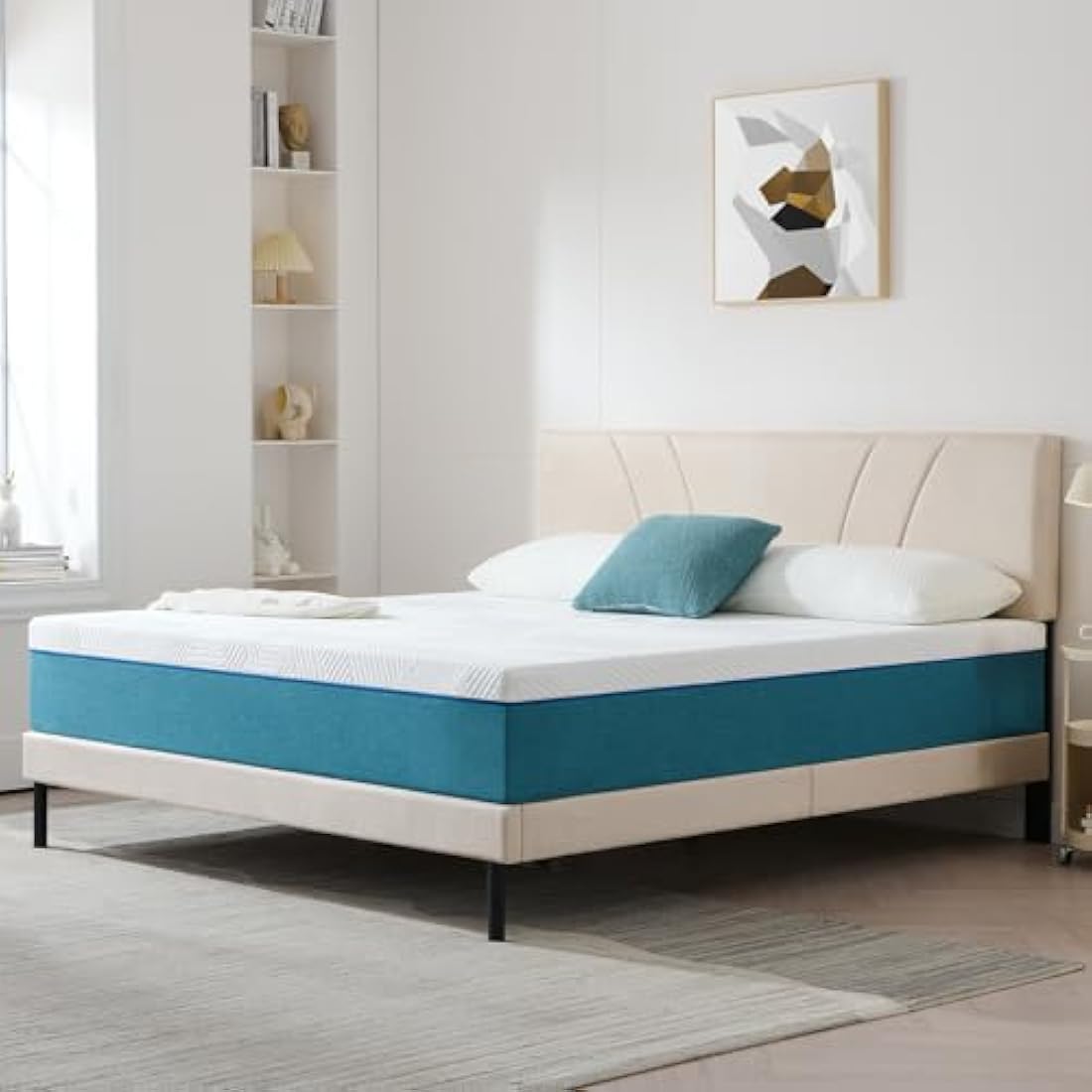 Hiimgo Double Mattress, Memory Foam, Breathable Medium Firm, Perfect for Body Support, Durable for Double Bed (135x190x25cm)
