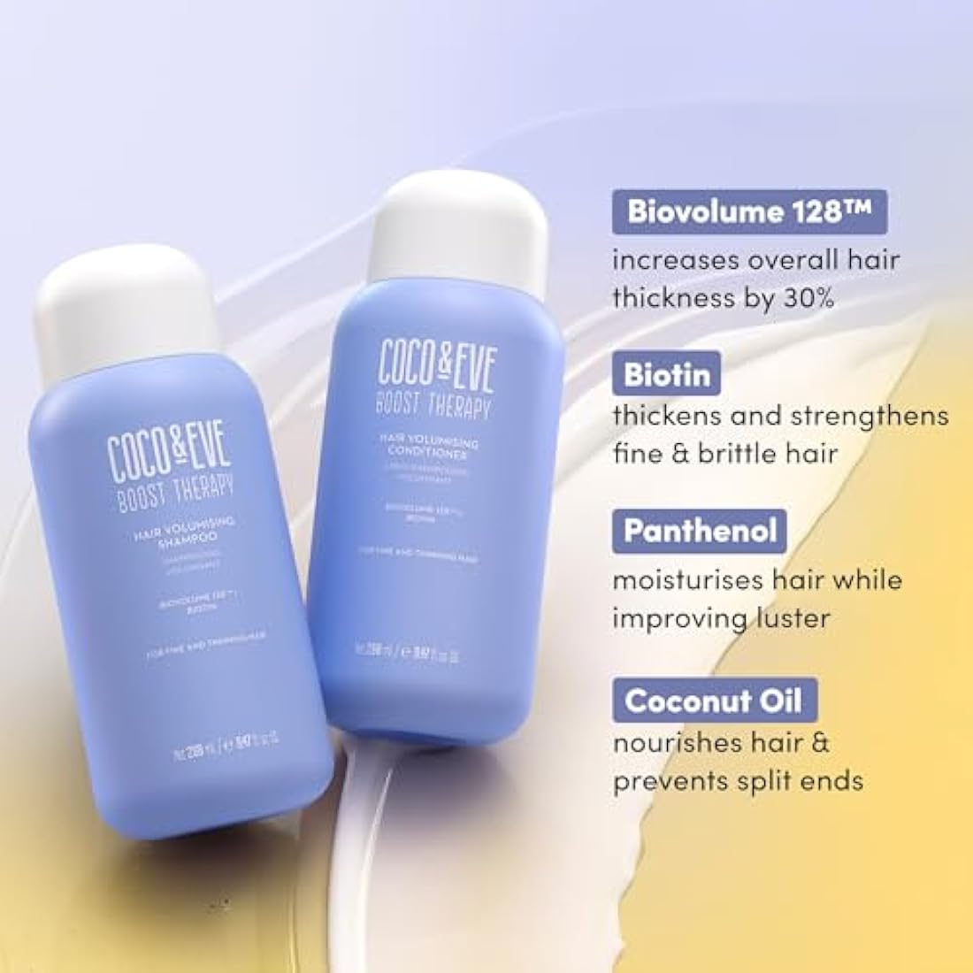 Coco & Eve Boost Therapy Hair Volumising Shampoo & Conditioner Bundle Set. With Biotin to Target Fine, Thinning Hair. For Thickening, Nourishing, and Improving Volume, Density & Shine. (560 ml)