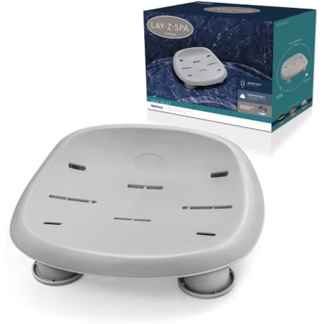 Lay-Z-Spa BW60321 Hot Tub Seat, Universal Adjustable Spa Seat with Weighted Feet, Grey