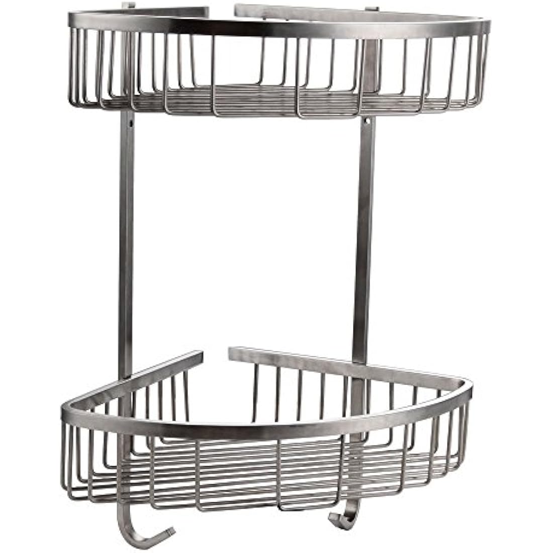 Konhard CS002 Wall Bathroom and Shower Basket, Brushed Stainless Steel 2 Tier