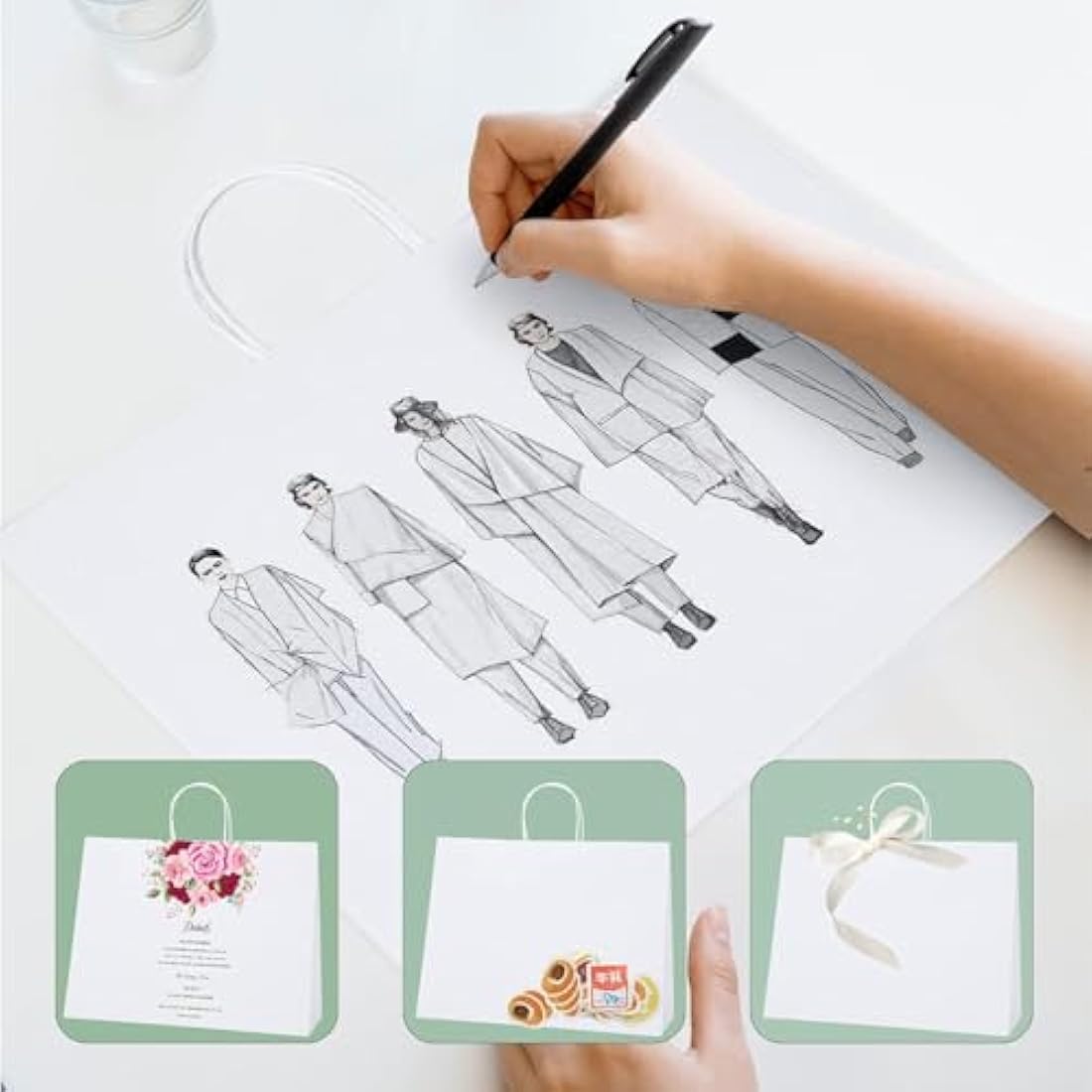 Switory Large Paper Bags for Gifts, White Kraft Gift Bag 16x6x12 Inch, 25 Pcs Party Bags with Handles for Party Favor, Thanksgiving,Birthday,Christian, Christmas.