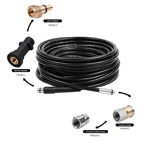 DERASL 30M High Pressure Washer Drain Hose Cleaning Kit - Compatible with Karcher K2-K7 and LAVOR Series, Includes Adapter