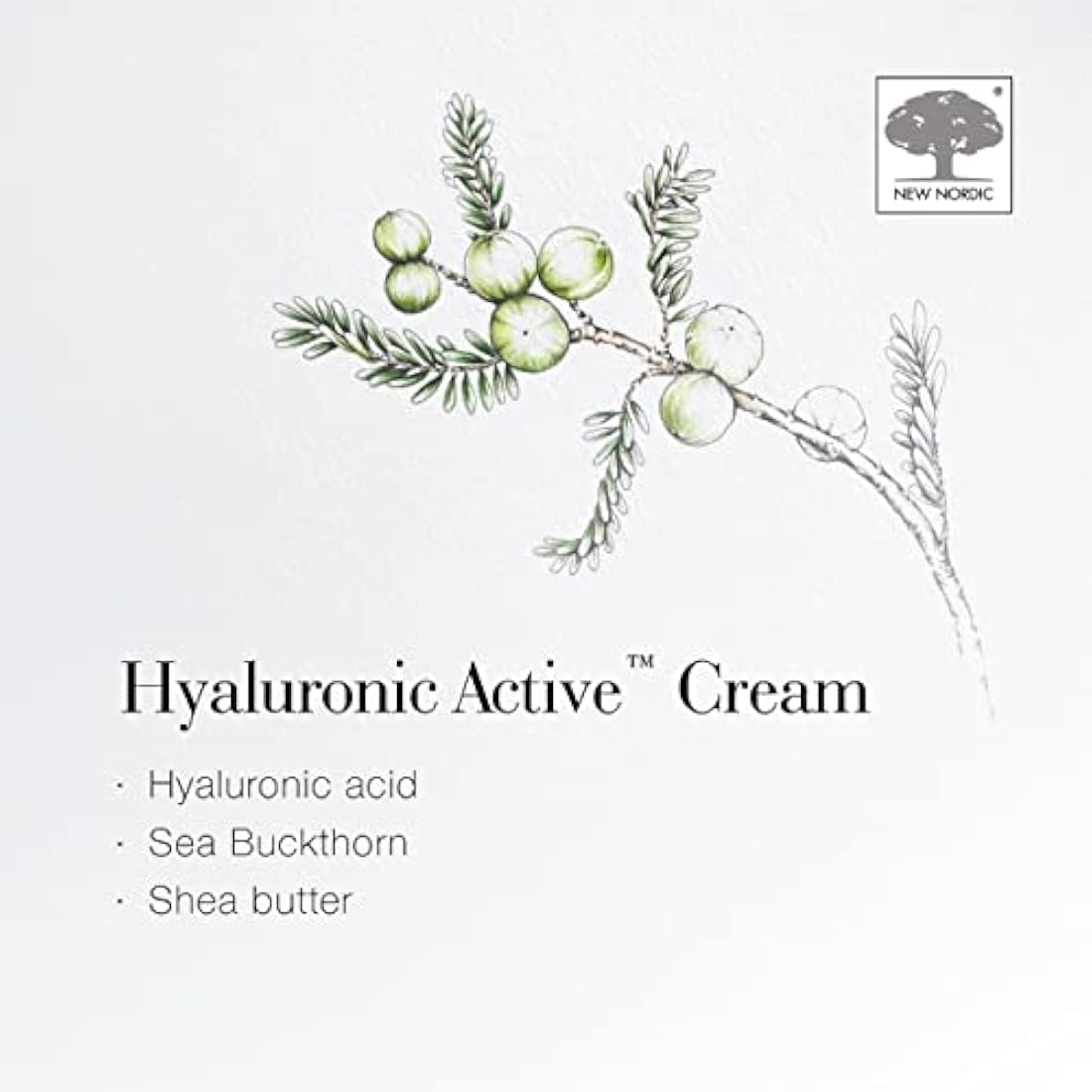 New Nordic Hyaluronic Active Cream with Hyaluronic Acid & Shea Butter - Improve Skin Elasticity & Reduce Visibility of Wrinkles - Odour Free - 50 ml