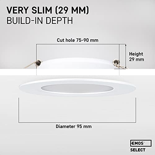 EMOS LED Downlights for Ceiling, 5W/500 Lumens, Neutral White 4000K | IP54 Waterproof LED Spot Lights for Bathroom etc. | Set of 6 Recessed LED