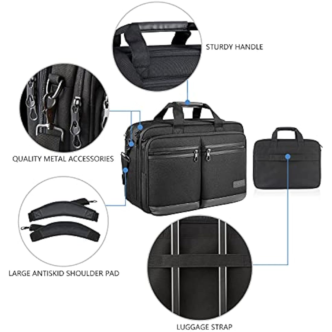 KROSER Laptop Bag Stylish Laptop Briefcase Fits Up to 17.3 Inch Expandable Water-Repellent Shoulder Messenger Bag Computer Bag with RFID Pockets for Business/Travel/School/College