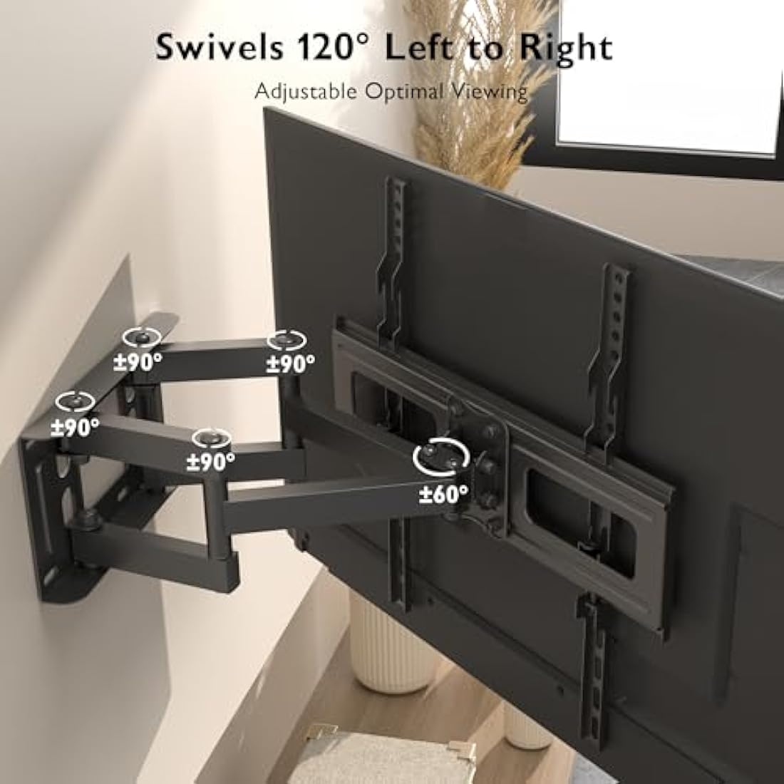 BONTEC TV Wall Mount for 23-70 Inch LED LCD, Swivels Tilts Extends Double Arm Full Motion TV Wall Bracket Holds up to 45kg, Includes HDMI Cable, Spirit Level, Max VESA 400x400mm