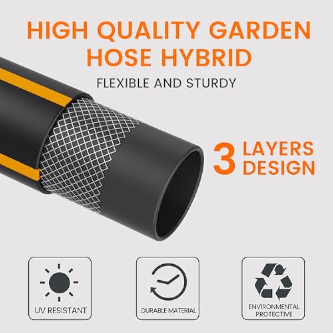 Giraffe Tools Retractable Hose Reel Wall Mounted, 25+2m Garden Hose Reel, 180° Pivotal with 7 in 1 Spray Nozzle, Grey (EUAW-25)