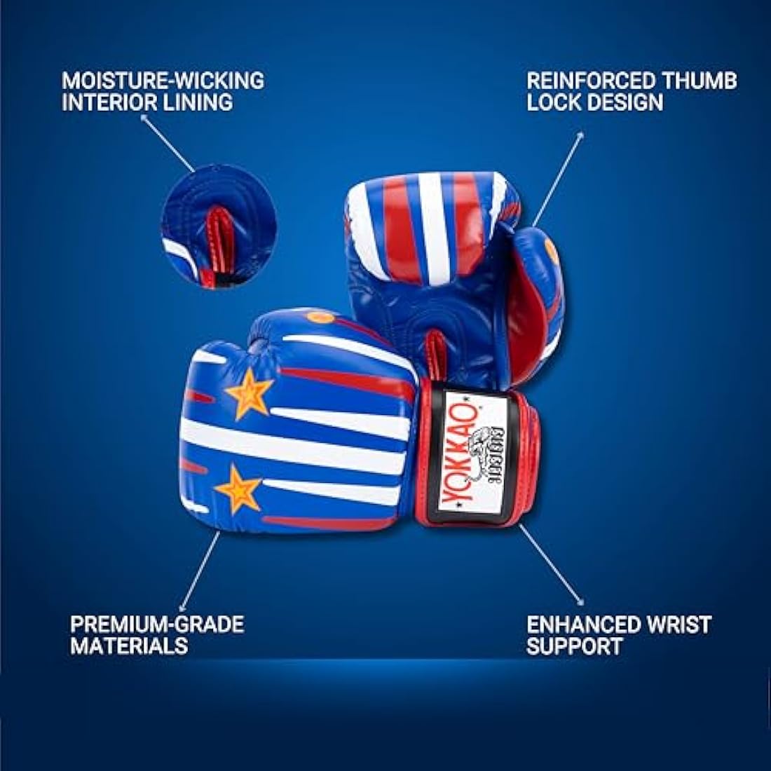 YOKKAO Design Breathable Muay Thai Boxing Glove | Premium Leather Training and Sparring Gloves for Men and Women | Winning Boxing Gloves | Punching Gloves