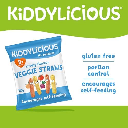 Kiddylicious Cheesy Veggie Straws - Delicious Snacks for Kids - Suitable for 9+ Months - 9 Packs