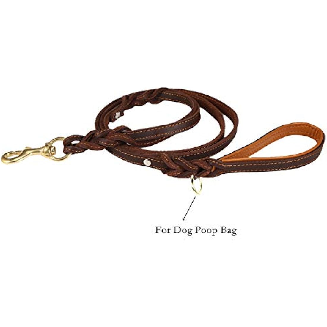 JYHY Leather Dog Leash with Double Handle - 6 ft Long & 5/8" Wide Braided Genuine Leather Dog Leash for Large, Medium & Small Dogs Training & Walking