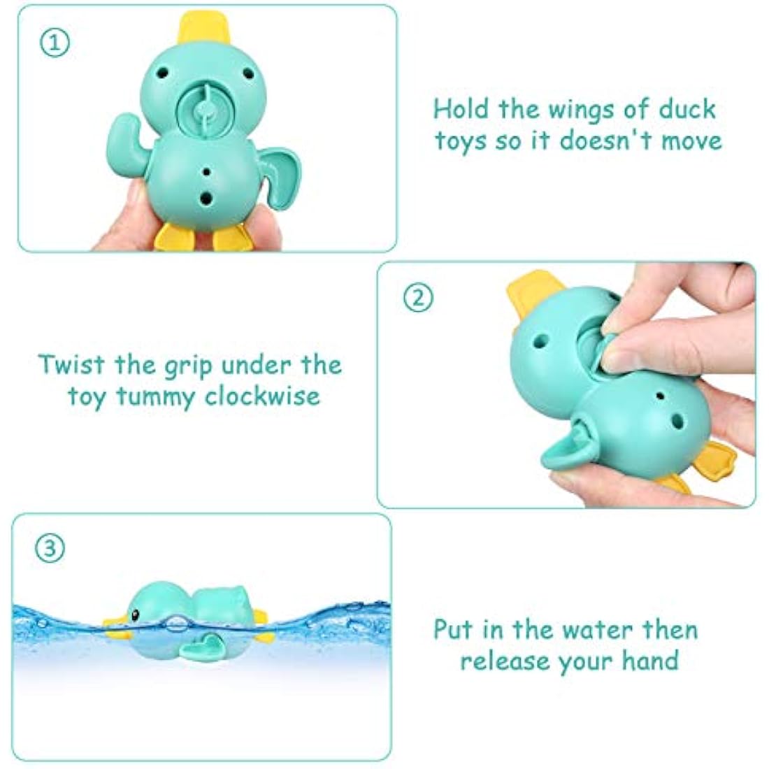 BelleStyle Baby Bath Toys, Bathtub Toys, Wind Up Paddling Pool Toys Set, Floating Swimming Ducks for Boys Girls 1 2 3 Years Old, Baby Shower Bathtime Fun Water Toys Pack of 3