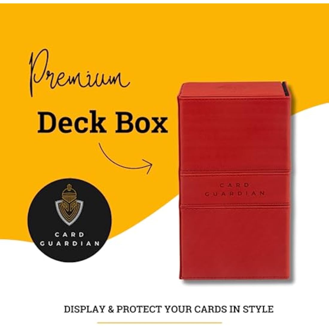 Card Guardian - Premium Double Deck Box for 200+ Cards Trading Card Games TCG (Red)