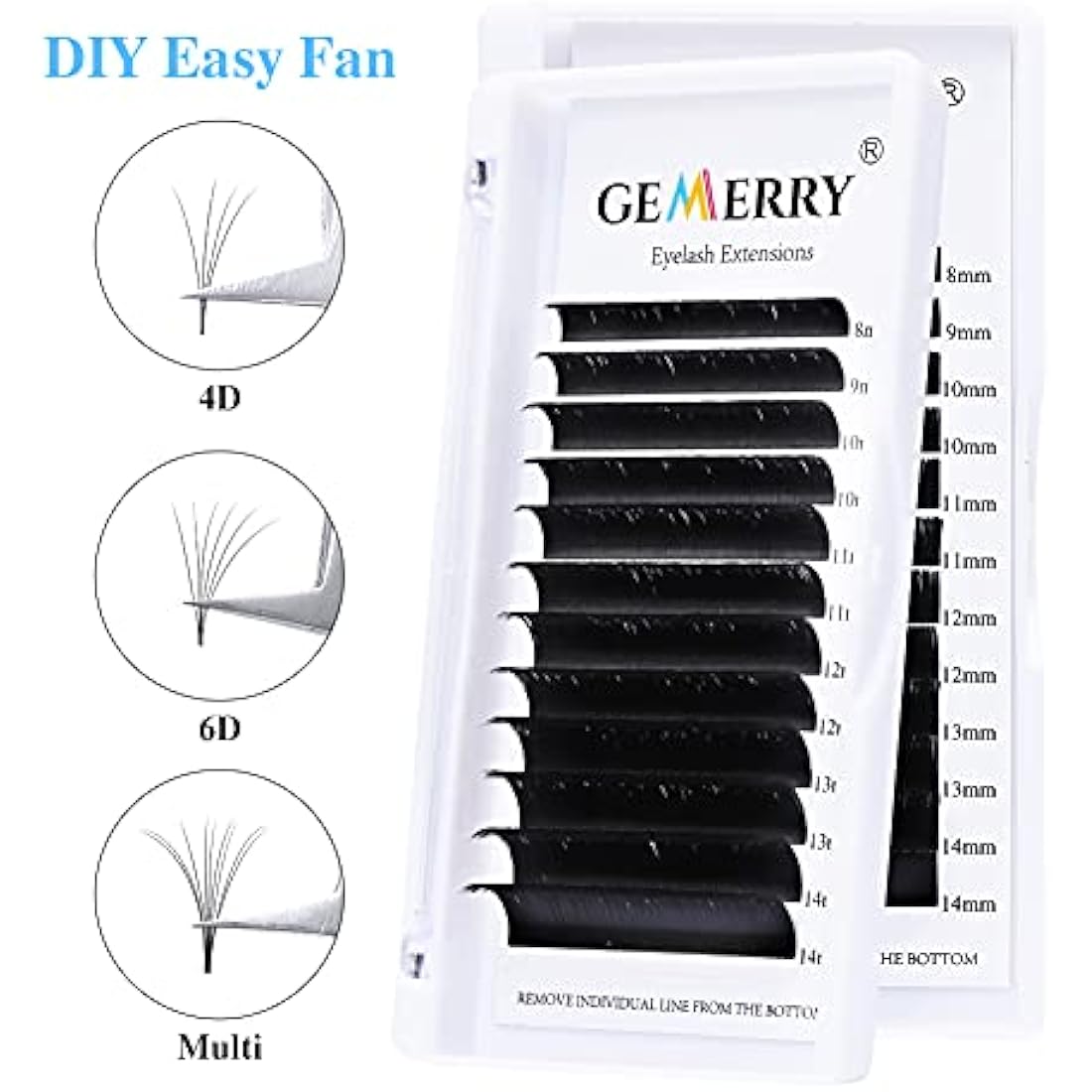 Gemerry Easy Fan Lash Extensions D curl 0.05mm 8-14mm Mixed Tray Noir Russian Volume Automatic Blooming Self Fanning Lashes Long Individual Volume 3D 4D 5D 6D 8D Lash Fan (0.05-d curl-mix 8-14mm)