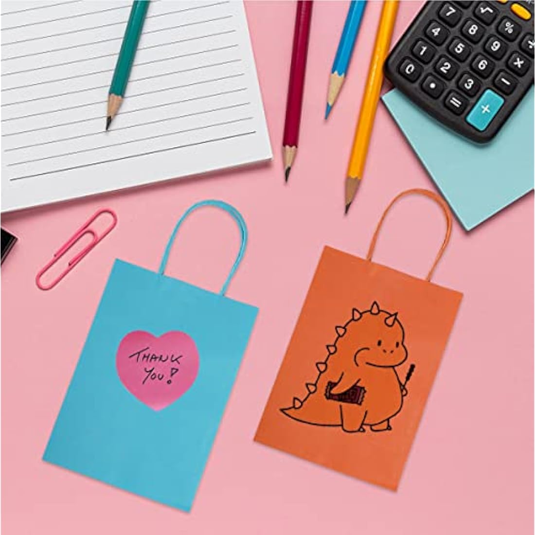 NADSSJL 30 Pcs Paper Party Bags, Gift and Sweet Bags with Handles, Kraft Bags with Stickers, Paper Party Bags for Kids Party, Celebrations, Baby Shower, Birthday, Halloween, Christmas -15 x 8 x 21 cm