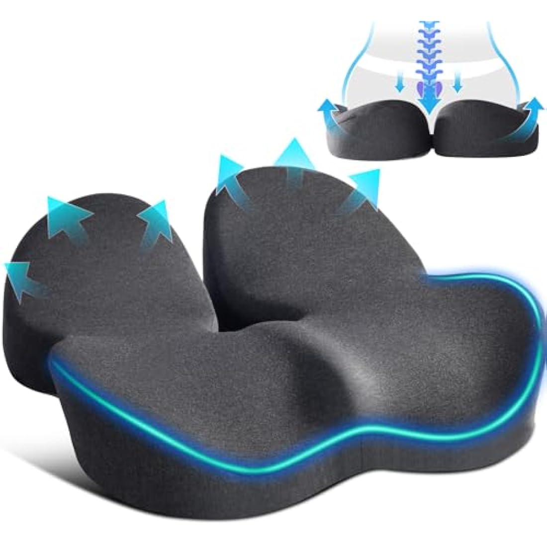 Seat Cushion Office Chair Cushions Memory Foam Coccyx Cushion Pressure Relief for Hip, Tailbone, Coccyx, Sciatica,Ergonomic Seat Cushion Pad for Desk Chair, Wheelchair, Car Seat for Long Sitting