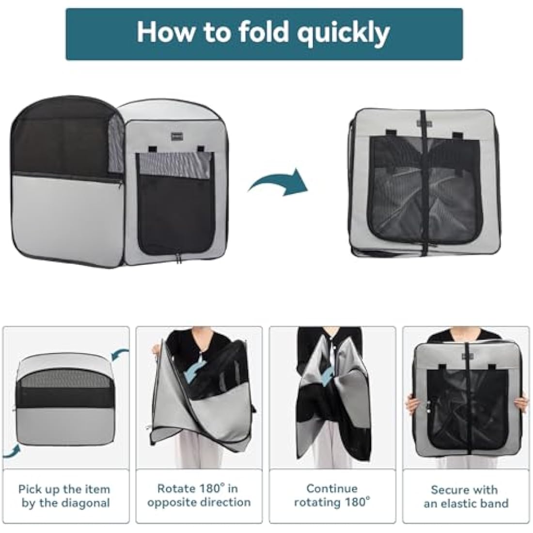 Petsfit Collapsible Dog Crate,Soft Dog Crate for Travel and Car Use - Pop Up Design，Lightweight and portable soft Crate for Small and Meduim Dogs Cats，Improved Top Zipper,68 x 40 x 56cm