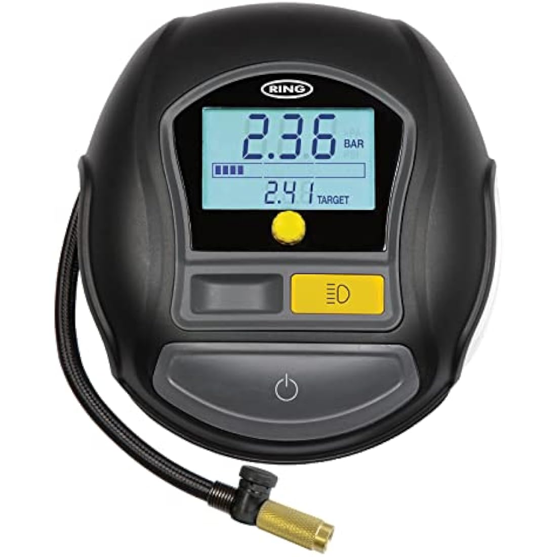 Ring Automotive TYREINFLATE 1000 Rapid Digital Tyre Inflator With Three Adaptors - Measures in PSI, BAR & Kpa