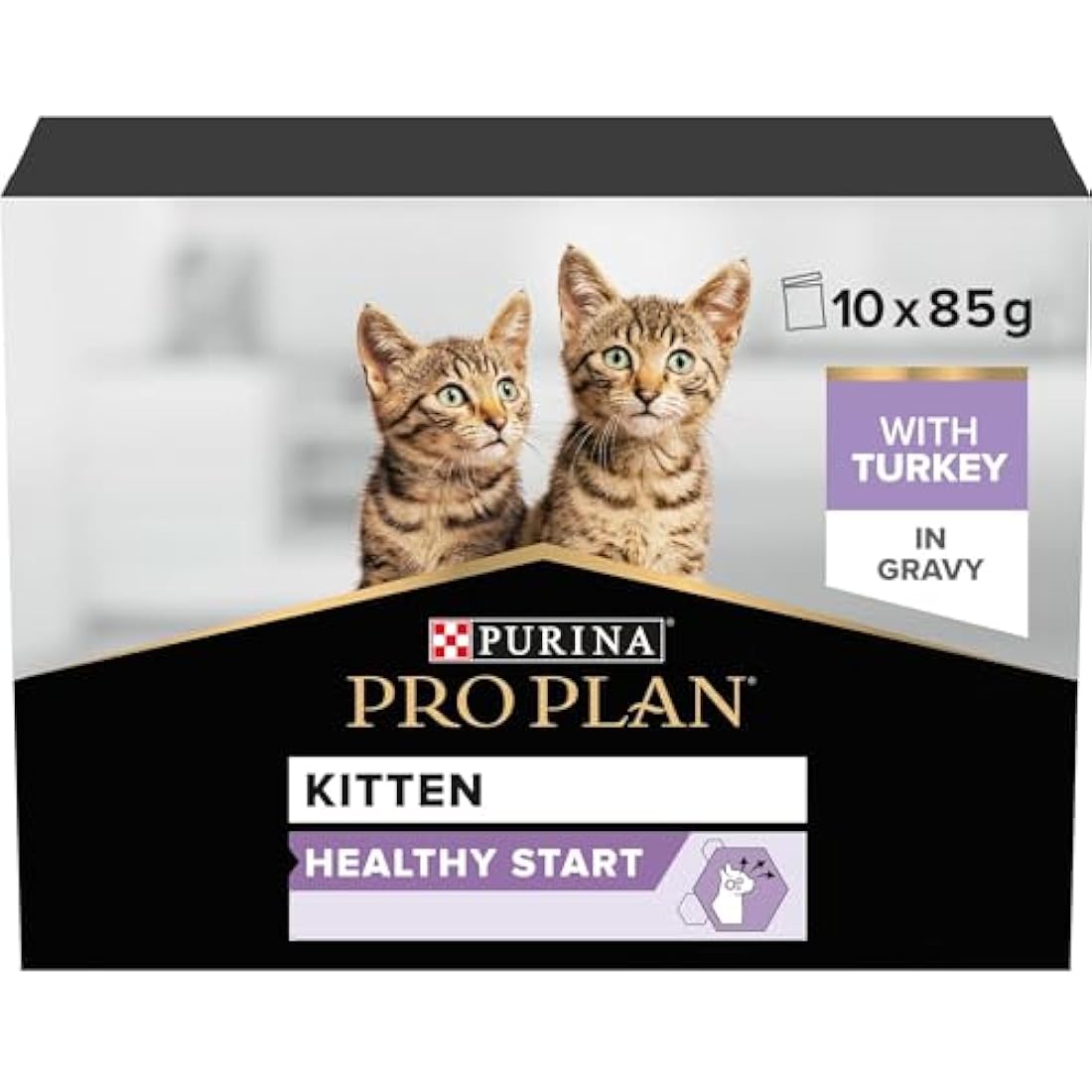 PRO PLAN Kitten Healthy Start Turkey in Gravy Wet Cat Food 10x85g, Pack of 4