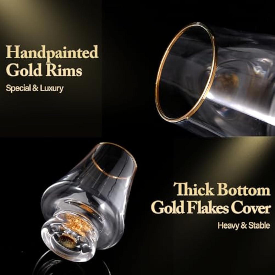 DUJUST Snifter Glass Set of 4 (8 oz), Crystal Whiskey Glasses with 24K Gold Leaf Flakes, Luxury Tasting Glasses for Brandy/Cognac/Bourbon/Tequila/Scotch, Snifter Gift Set, BPA-Free & Lead-Free