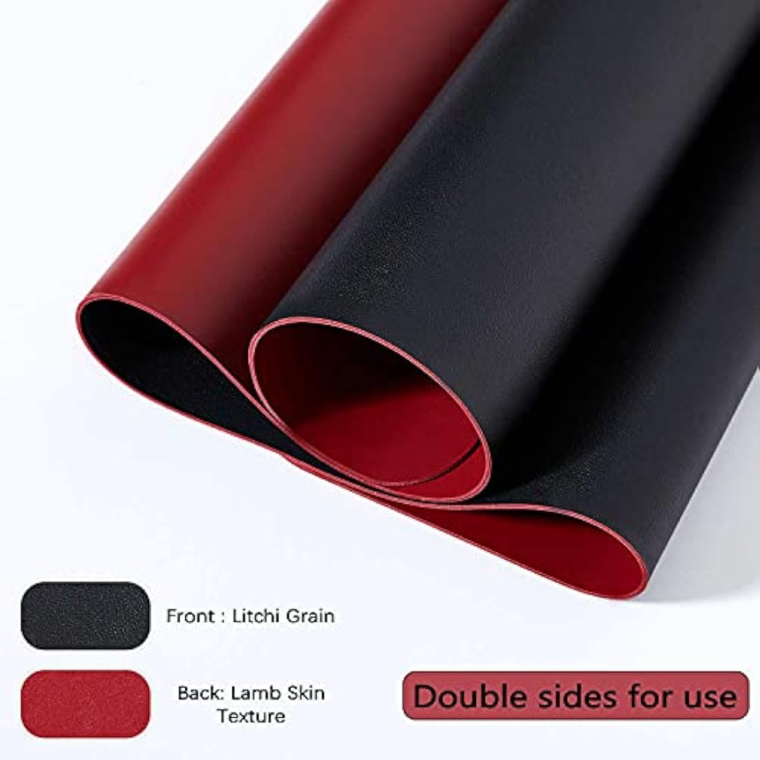 DOBAOJIA Desk Pad Large, Desk Mat, Extended Mouse Mat, Mouse Pad XXL, Desk Blotter, Laptop Pad Writing Pad for Office/Home, Dual-Side Use PU Leather Waterproof 35.4" X 16.9" (Black/Red)