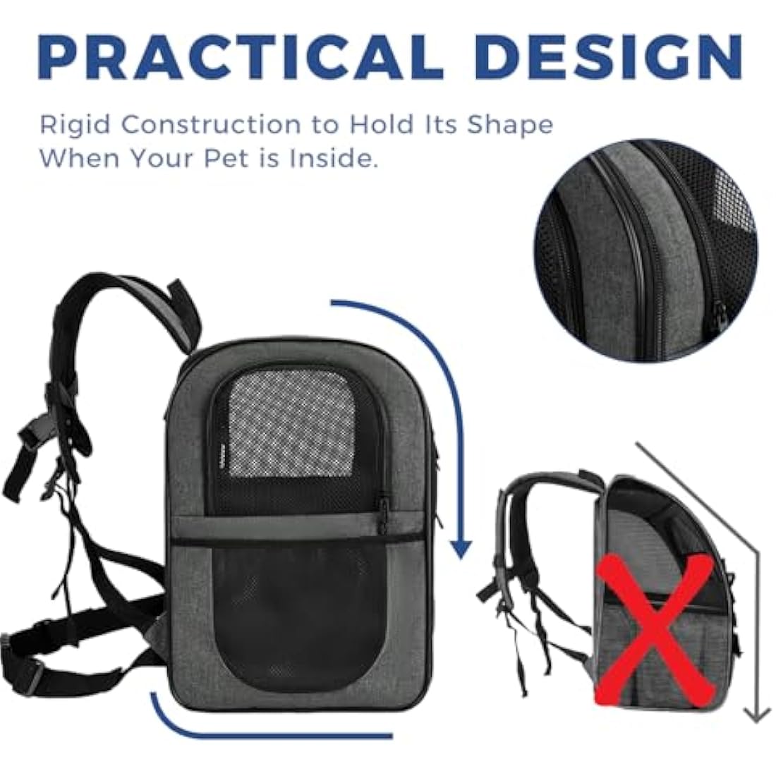 Apollo Walker Pet Carrier Backpack for Large/Small Cats and Dogs, Puppies, Safety Features and Cushion Back Support | for Travel, Hiking, Outdoor Use (Gray)