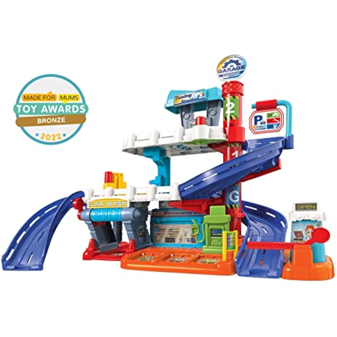 VTech Toot-Toot Drivers Fix & Fuel Garage, Car Tracks Kids With Lights And Sounds, Musical Toy, Suitable Boys & Girls 12 Months, 2, 3, 4 + Years, English Version