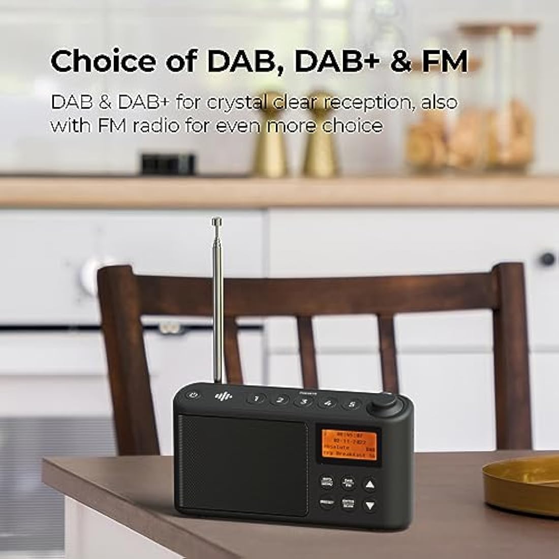 DAB Radio Portable, DAB Plus/DAB Radio, FM Radio, Small Radio, Portable Radios Mains and Battery, USB Charging for 15 Hours Playback, Large LCD Display (Spectrum by iBox)