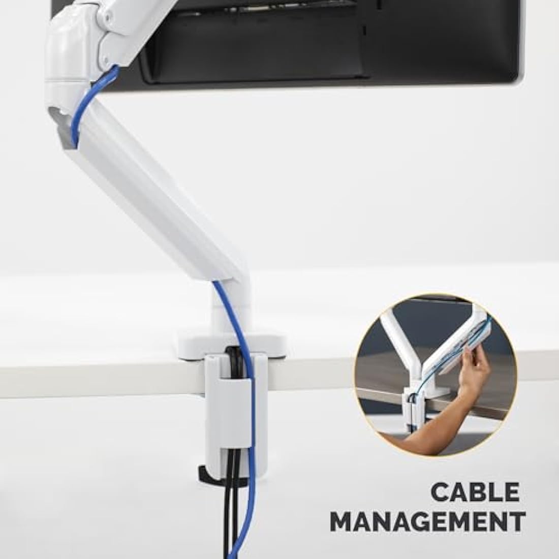 Fellowes Platinum Series Monitor Arm - Monitor Mount for 8KG 40 Inch Screens - Adjustable Monitor Desk Mount - Tilt 45° Pan 180° Swivel 360° Rotation 360°, VESA 75 x 75/100 x 100 - White
