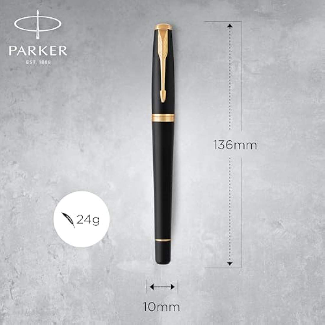 Parker Urban Duo Gift Set with Ballpoint Pen & Fountain Pen| Muted Black with Gold Trim | Blue Ink Refill & Cartridge