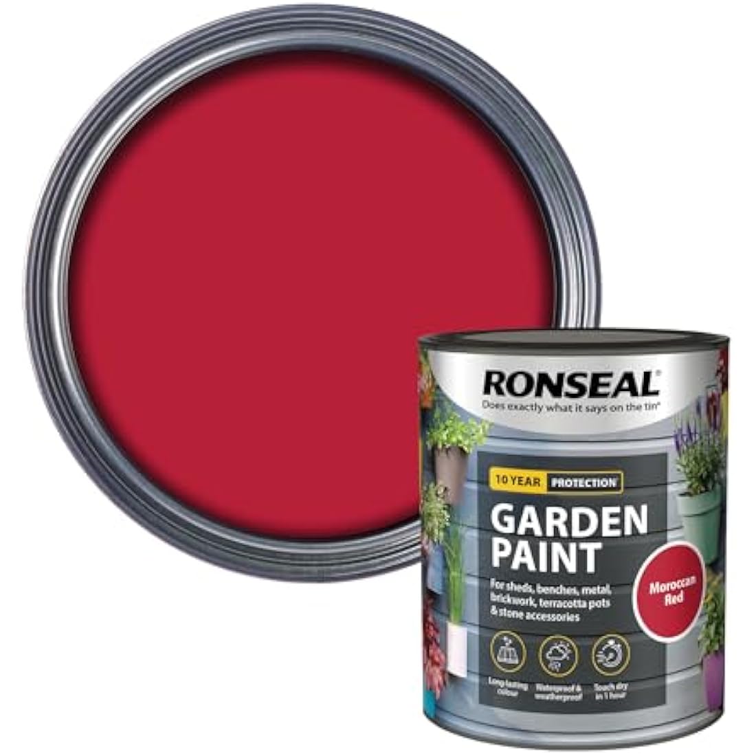 Ronseal RSLGPMR750 Garden Paint, Moroccan Red, 750 ml