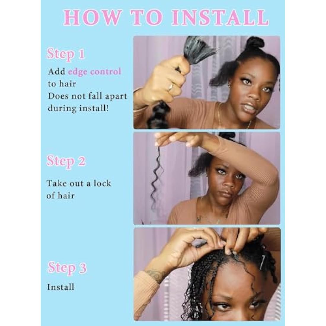 Sexycat Deep Curly Human Braiding Hair for Boho Braids 2 Bundles 16 Inch 100g，#1B Natural Black Water Wave Bulk Human Hair for Micro Braiding Wet and Wavy Bundles Hair Extensions