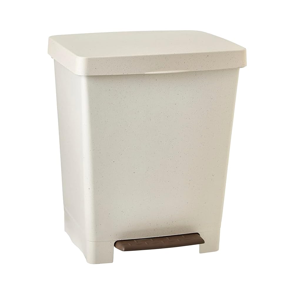 TATAY Cubik ECOHOME Pedal Bin, 21L Capacity, Retractable Pedal, Polypropylene, BPA Free, 30L Trash Bag, 100% recycled materials, Color Beige, Measures