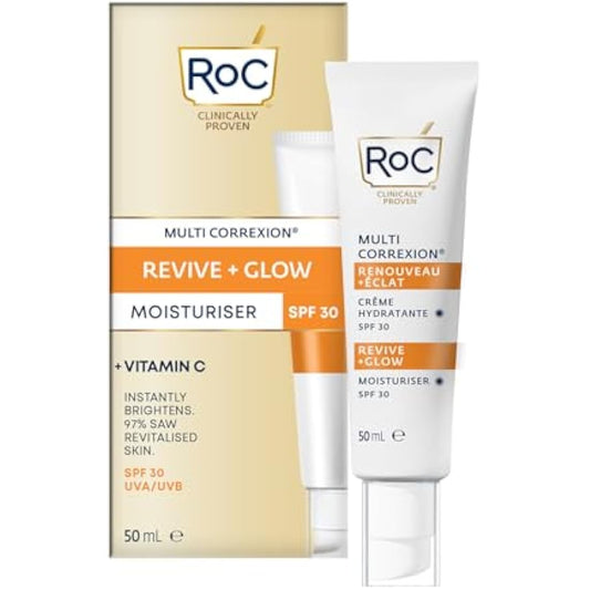 RoC Multi Correxion Revive + Glow Moisturiser SPF 30 | Light Face Cream with Vitamin C | 50 ml