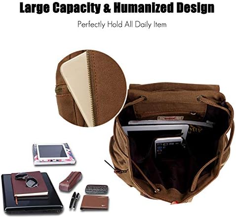 FANDARE Backpack Hiking Daypacks Computers Laptop Rucksack Satchel Bookbag Mountaineering Multi-Function Vintage Canvas Bag Women and Men Green(Size: Large)